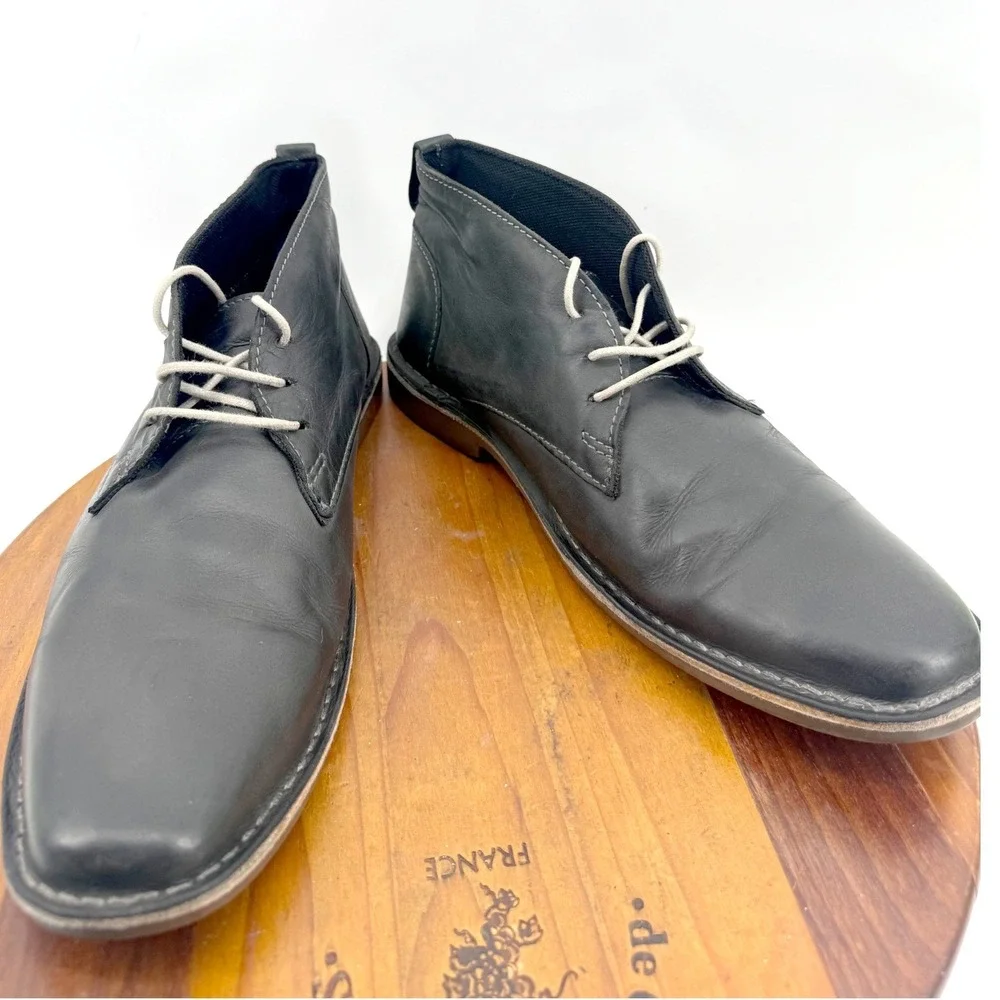 Michael Shannon Ashton Chukka Boots Mens 10.5 Black Square Toe Leather Dressy